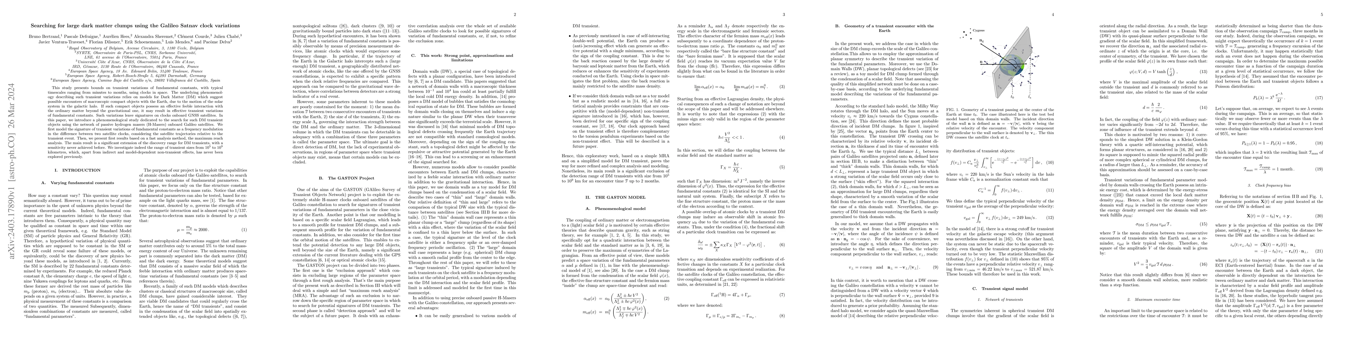 Thumbnail for Searching for large dark matter clumps using the Galileo Satnav clock
  variations
