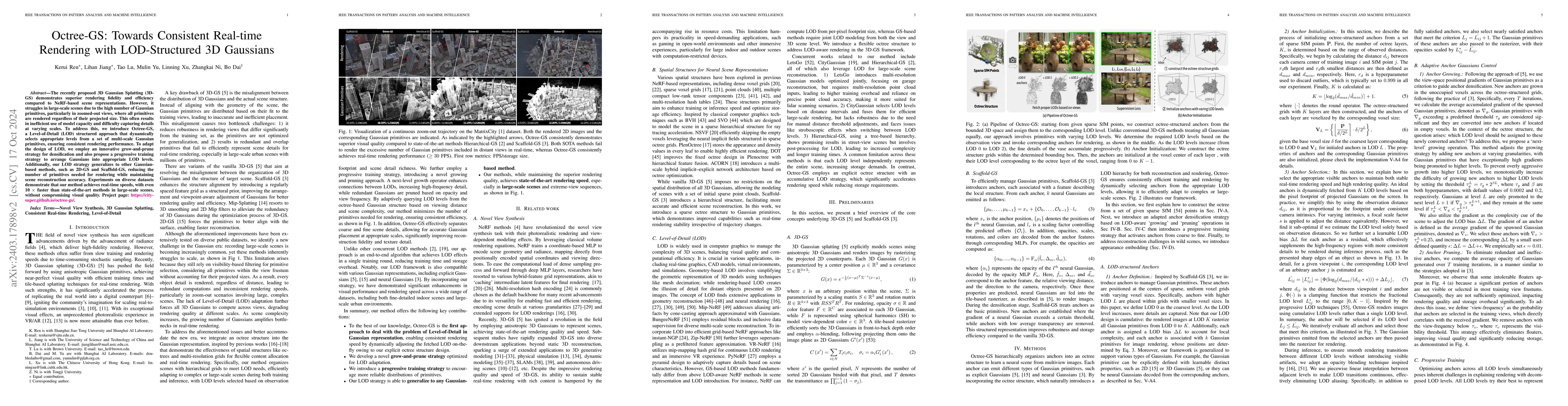 Thumbnail for Octree-GS: Towards Consistent Real-time Rendering with LOD-Structured 3D
  Gaussians