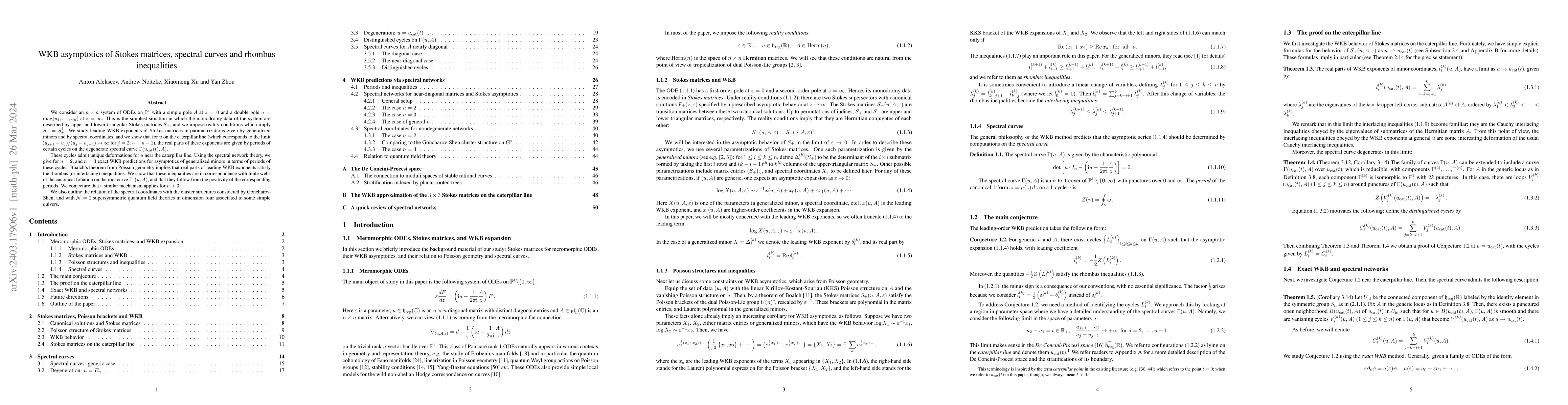 Thumbnail for WKB asymptotics of Stokes matrices, spectral curves and rhombus
  inequalities