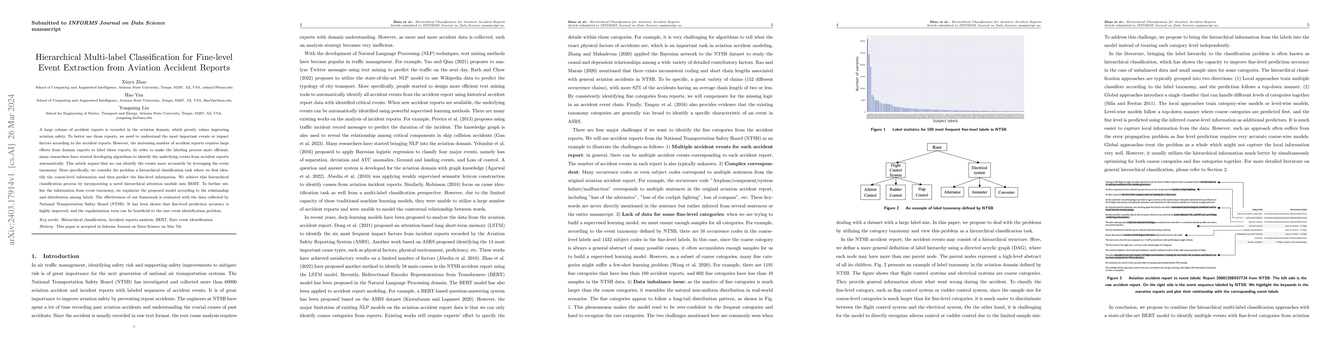 Thumbnail for Hierarchical Multi-label Classification for Fine-level Event Extraction
  from Aviation Accident Reports