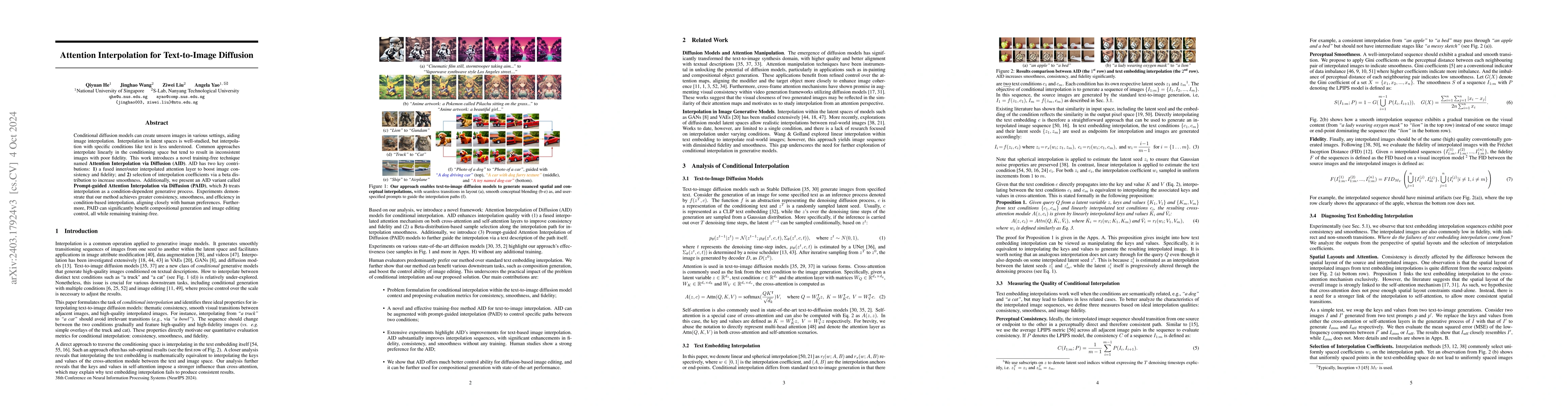 Thumbnail for AID: Attention Interpolation of Text-to-Image Diffusion