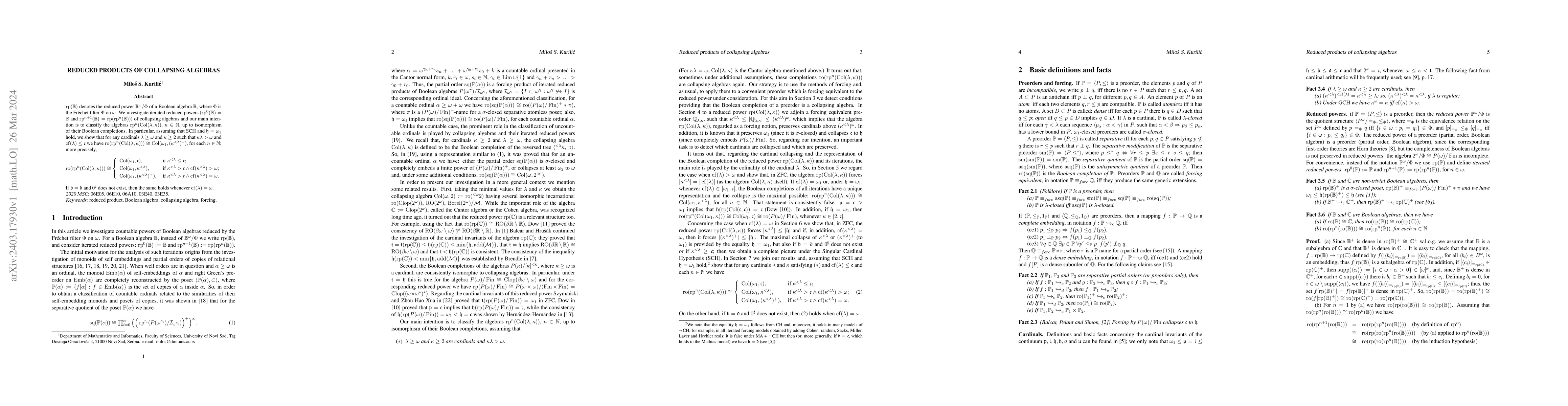 Thumbnail for Reduced Products of Collapsing Algebras