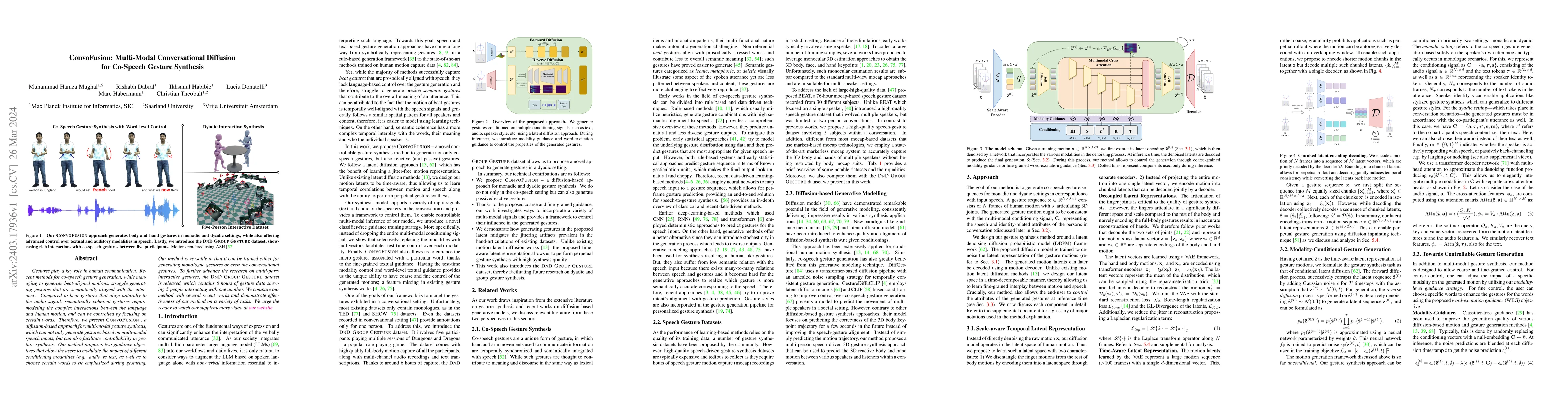 Thumbnail for ConvoFusion: Multi-Modal Conversational Diffusion for Co-Speech Gesture
  Synthesis