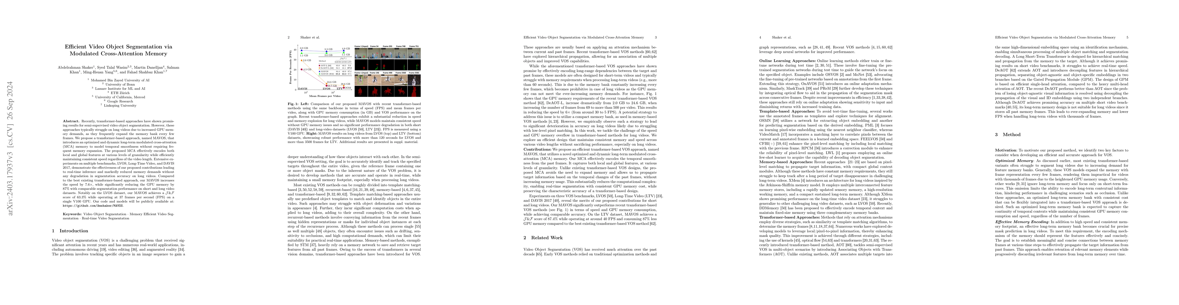Thumbnail for Efficient Video Object Segmentation via Modulated Cross-Attention Memory