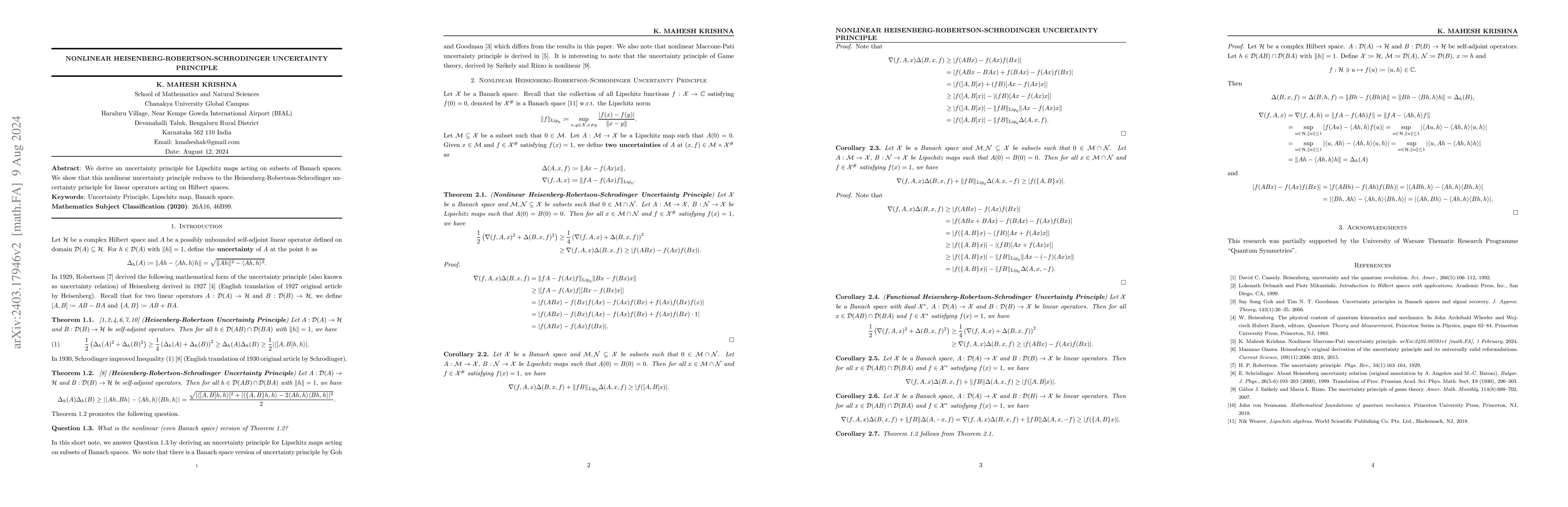 Thumbnail for Nonlinear Heisenberg-Robertson-Schrodinger Uncertainty Principle