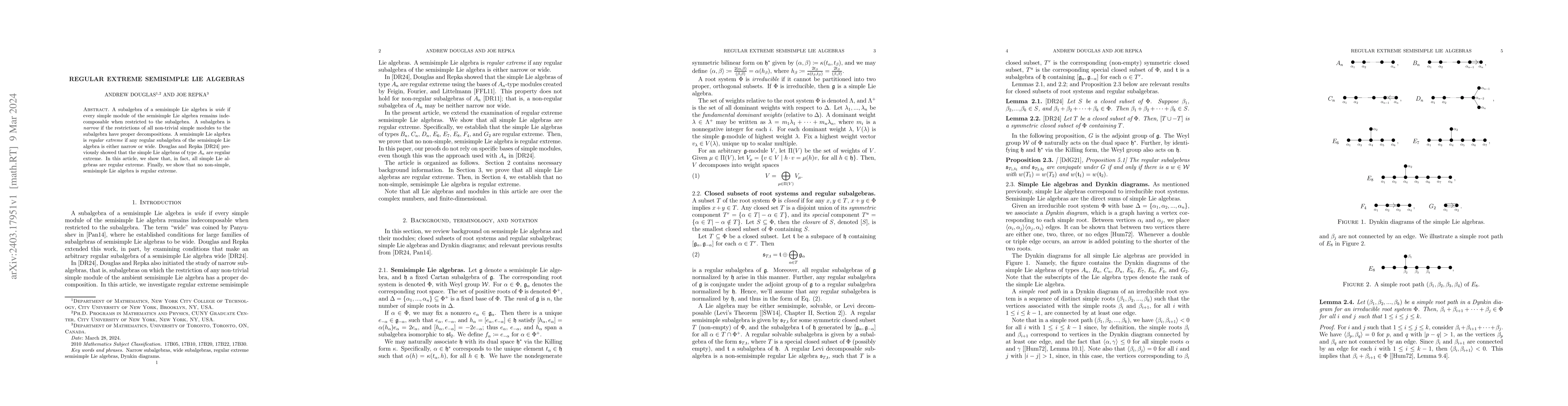 Thumbnail for Regular extreme semisimple Lie algebras