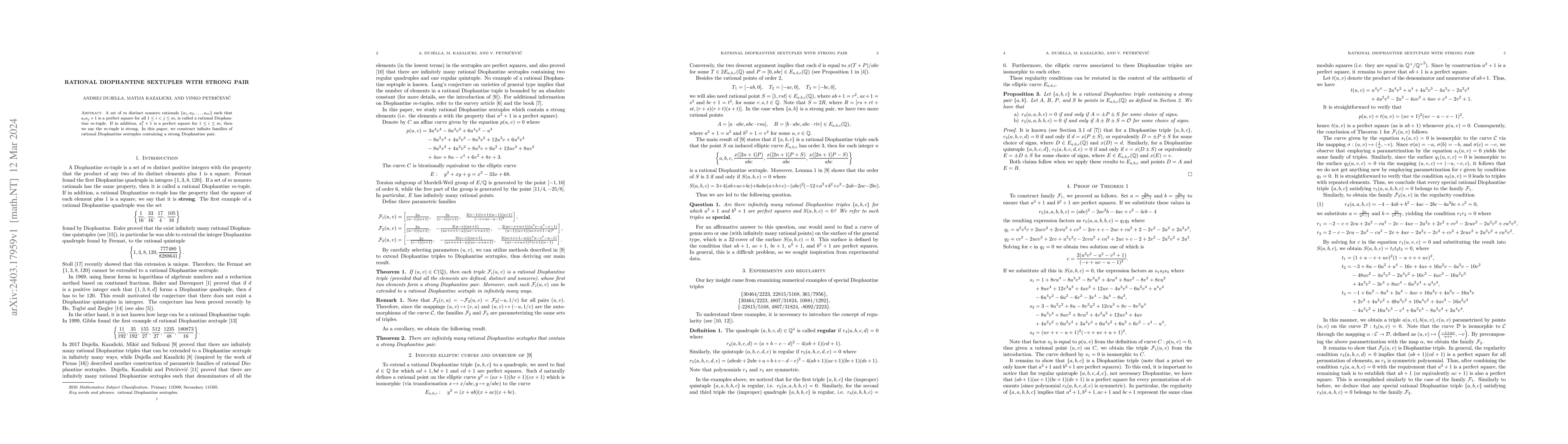 Thumbnail for Rational Diophantine sextuples with strong pair
