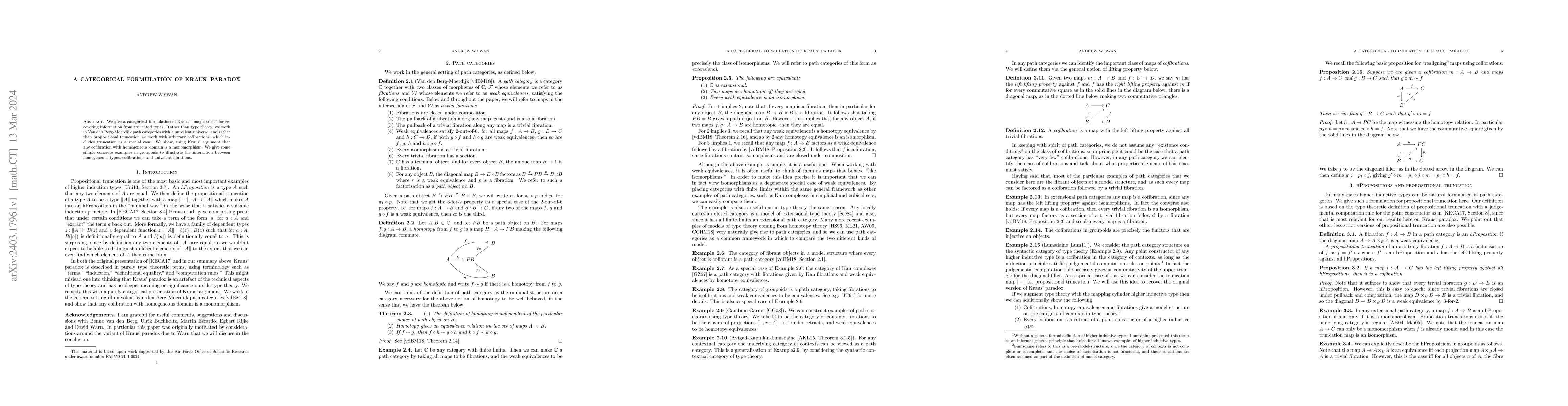 Thumbnail for A categorical formulation of Kraus' paradox