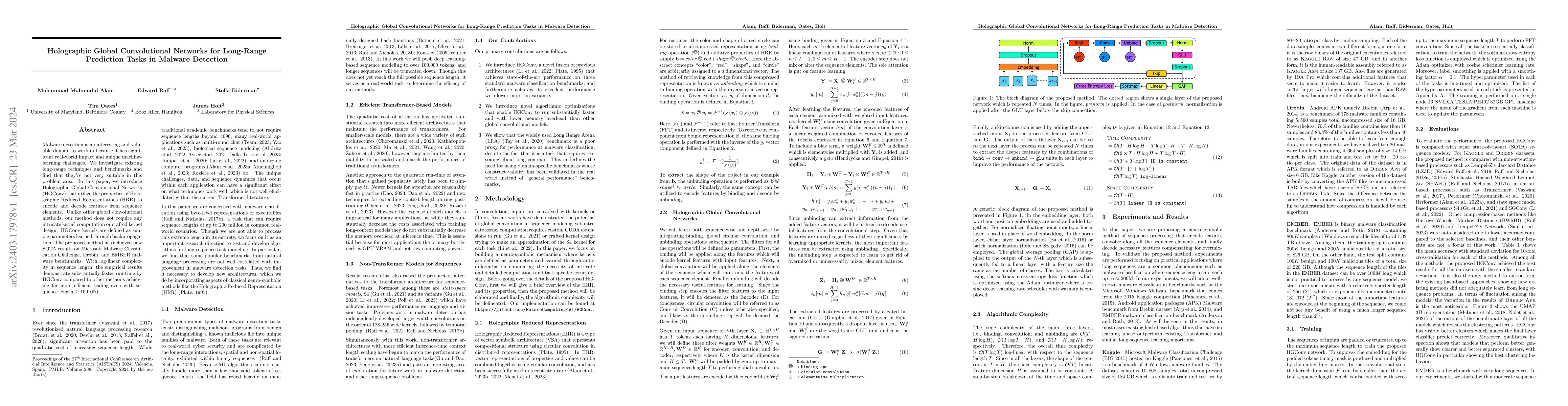 Thumbnail for Holographic Global Convolutional Networks for Long-Range Prediction
  Tasks in Malware Detection