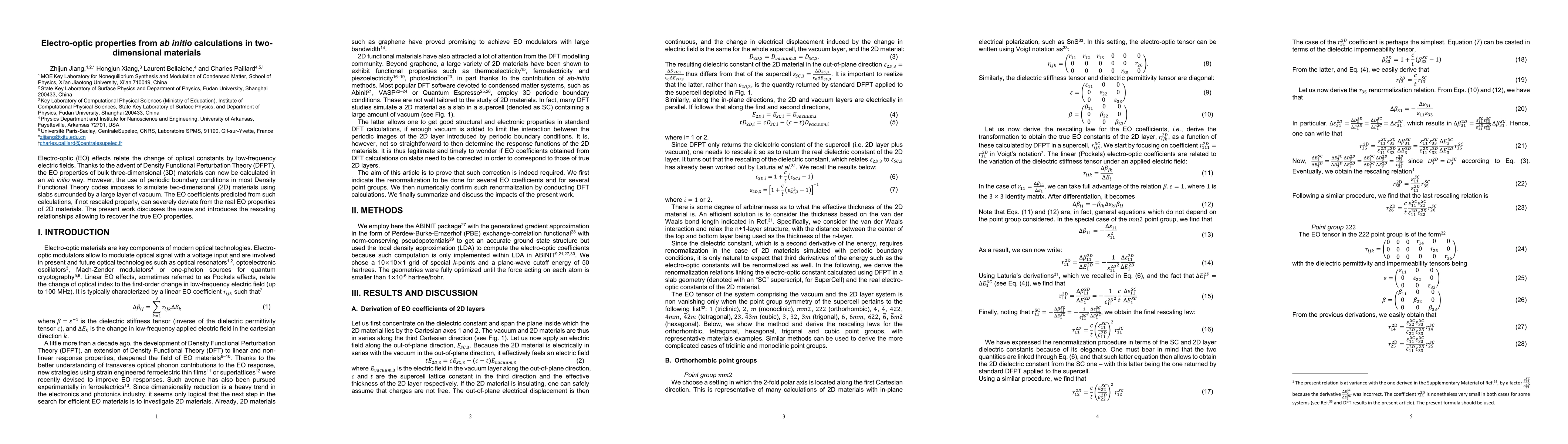 Thumbnail for Electro-optic properties from ab initio calculations in two-dimensional
  materials