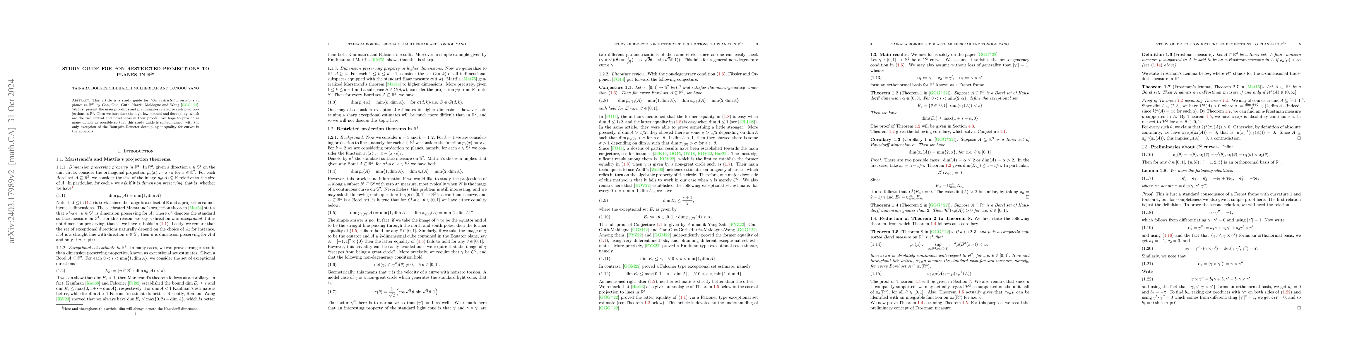 Thumbnail for Study guide for "On restriction projections to planes in $\mathbb R^3$"