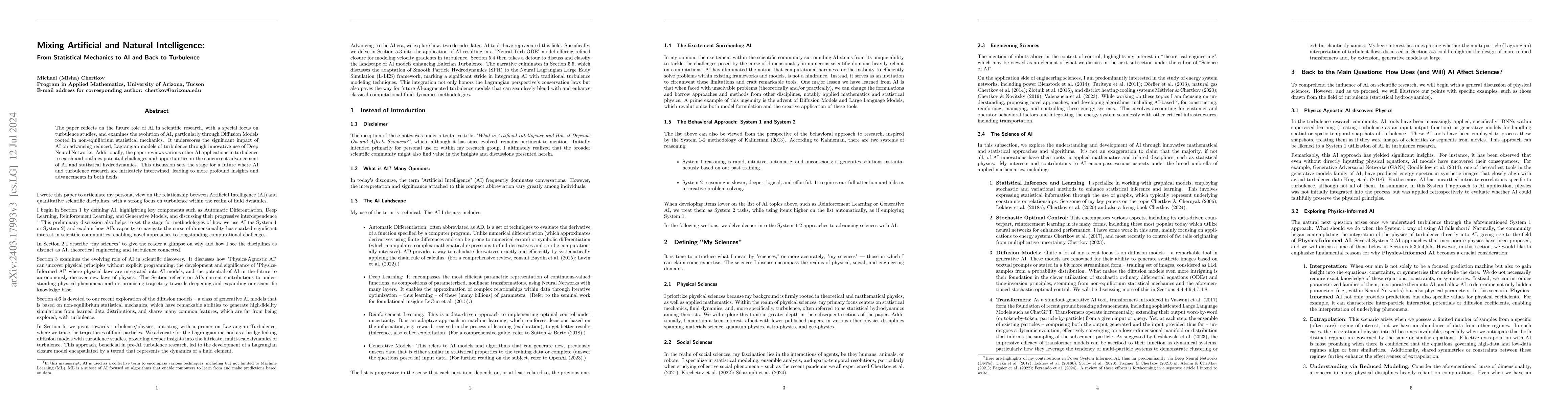 Thumbnail for Mixing Artificial and Natural Intelligence: From Statistical Mechanics
  to AI and Back to Turbulence