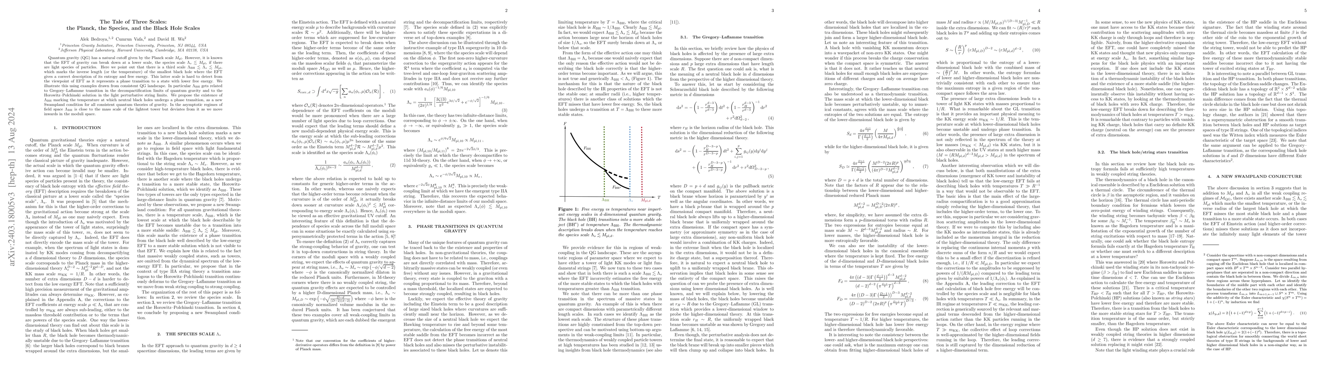 Thumbnail for The Tale of Three Scales: the Planck, the Species, and the Black Hole
  Scales