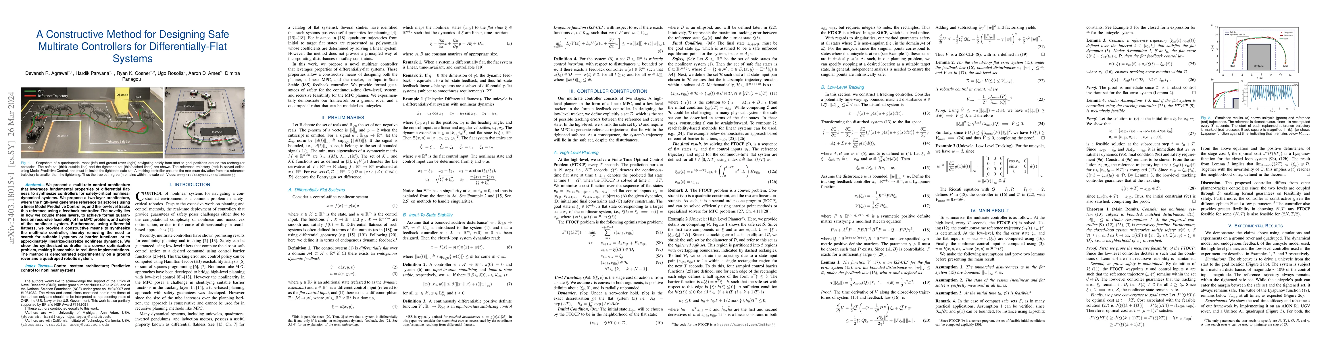 Thumbnail for A Constructive Method for Designing Safe Multirate Controllers for
  Differentially-Flat Systems