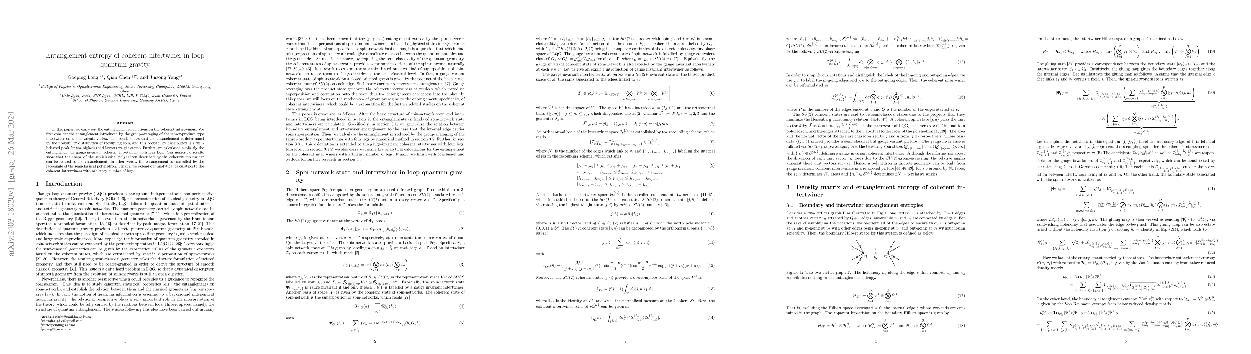 Thumbnail for Entanglement entropy of coherent intertwiner in loop quantum gravity
