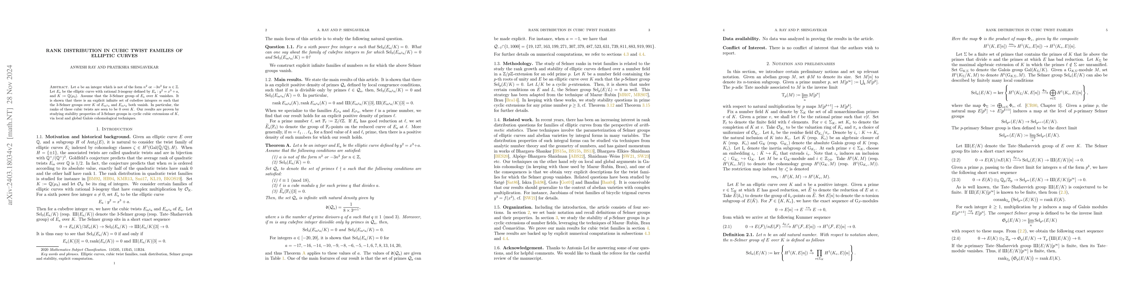 Thumbnail for Rank distribution in cubic twist families of elliptic curves