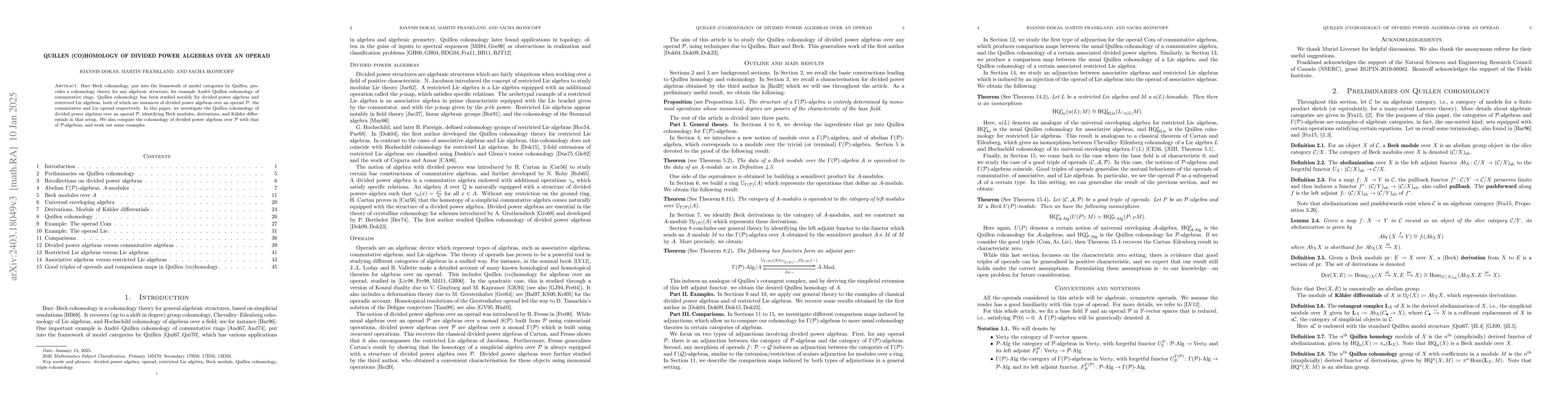 Thumbnail for Quillen (co)homology of divided power algebras over an operad