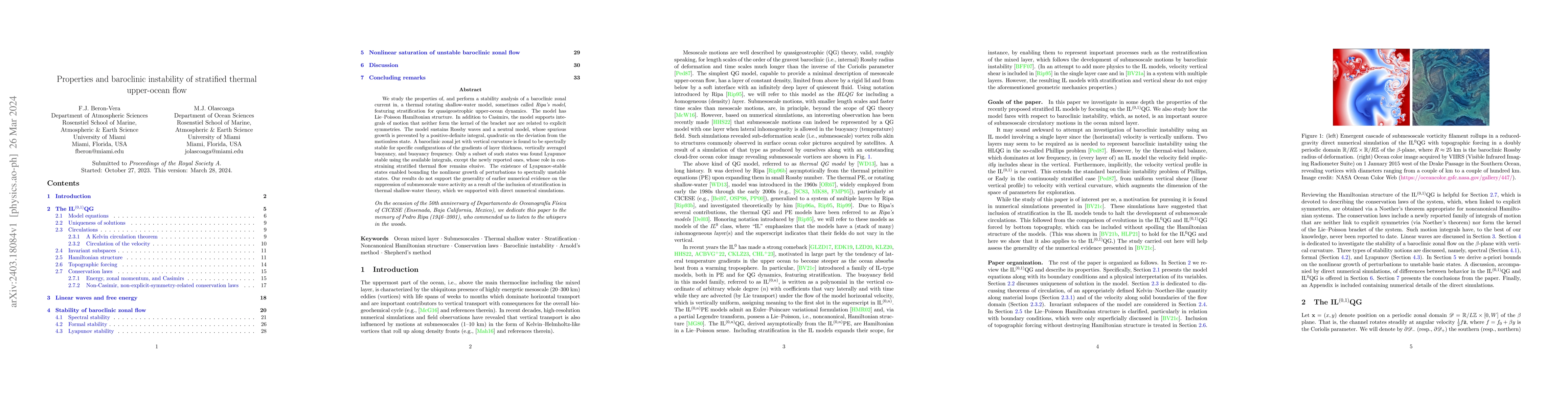 Thumbnail for Properties and baroclinic instability of stratified thermal upper-ocean
  flow