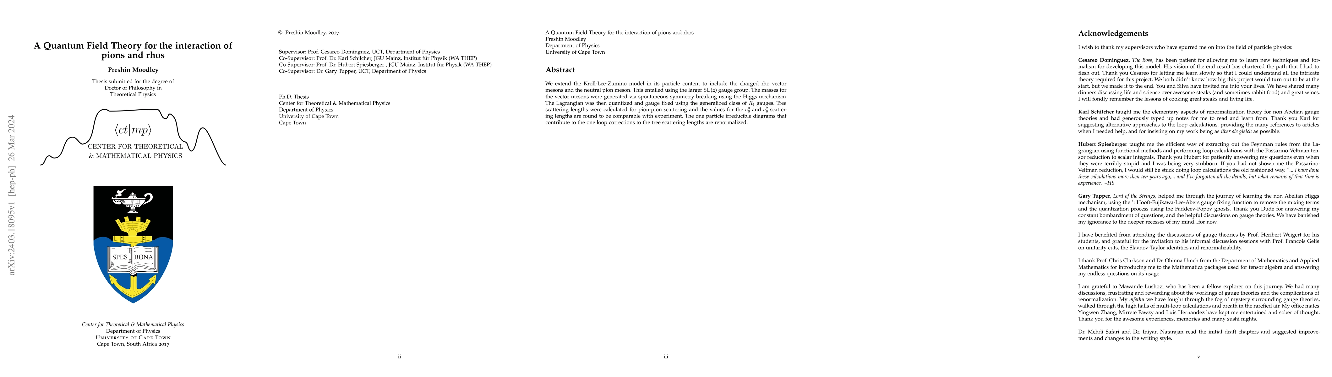 Thumbnail for A Quantum Field Theory for the interaction of pions and rhos