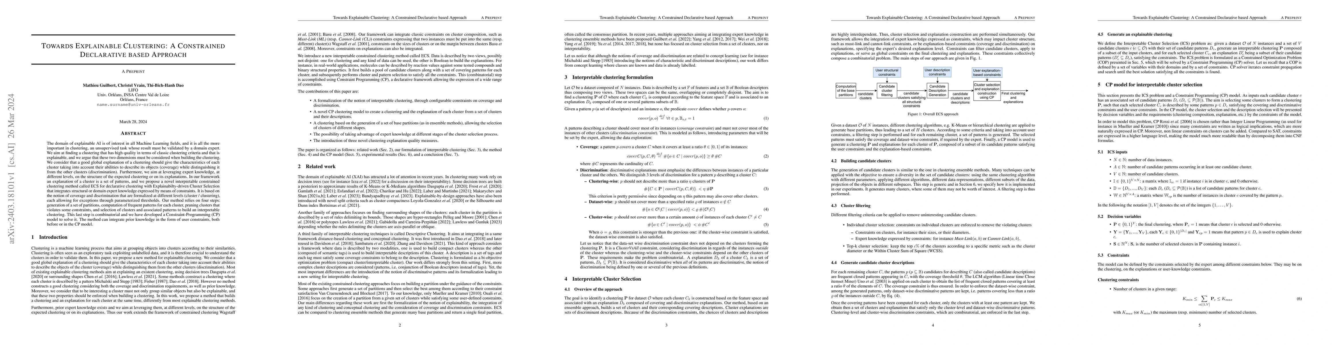Thumbnail for Towards Explainable Clustering: A Constrained Declarative based Approach