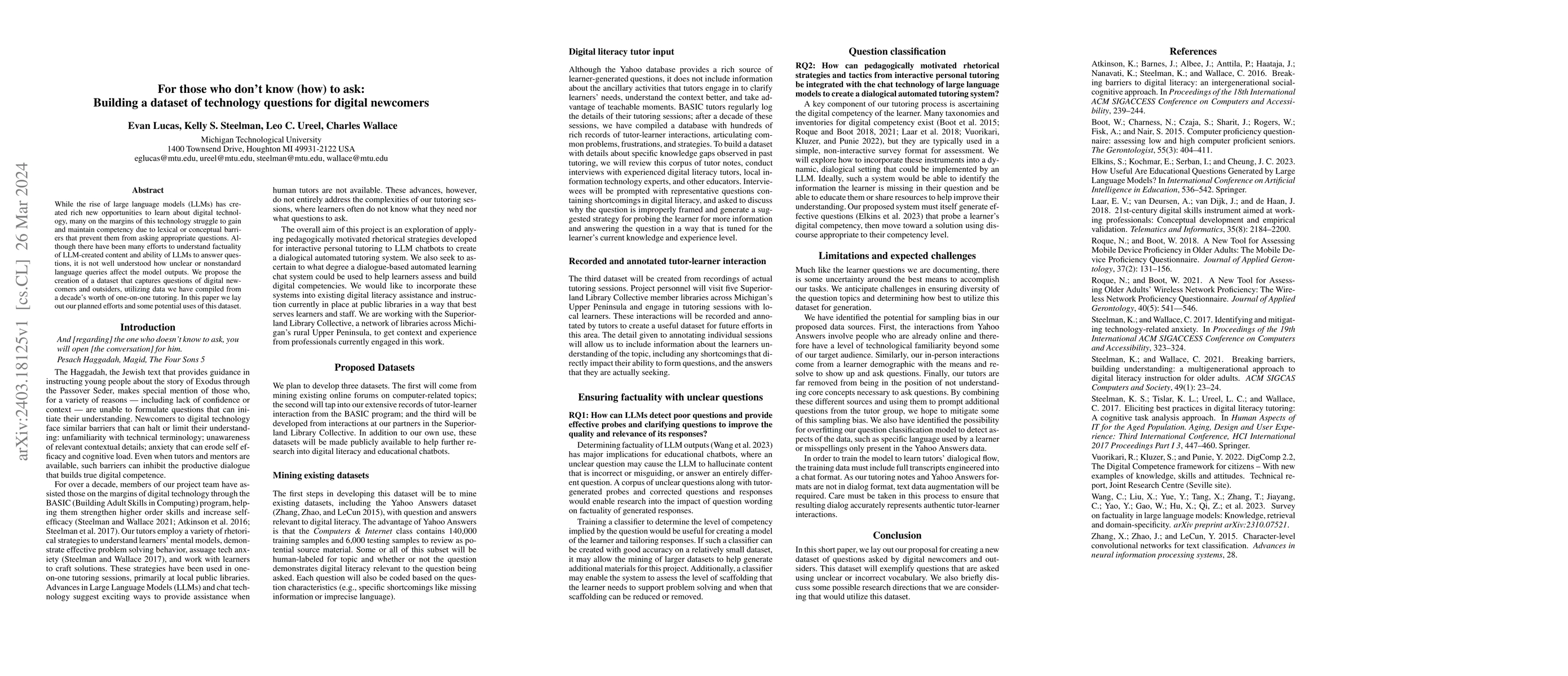 Thumbnail for For those who don't know (how) to ask: Building a dataset of technology
  questions for digital newcomers