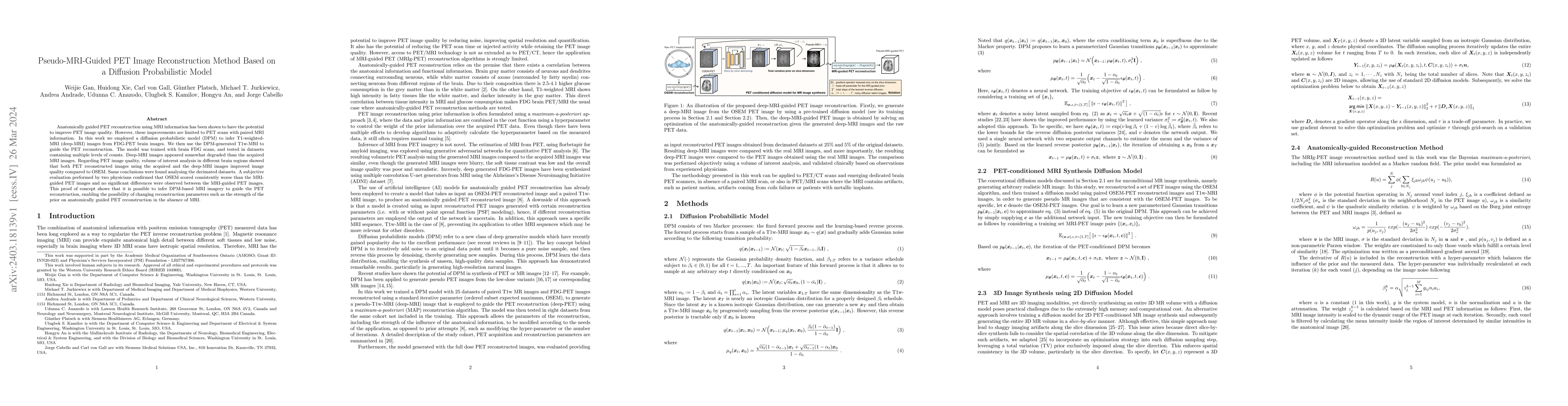 Thumbnail for Pseudo-MRI-Guided PET Image Reconstruction Method Based on a Diffusion
  Probabilistic Model
