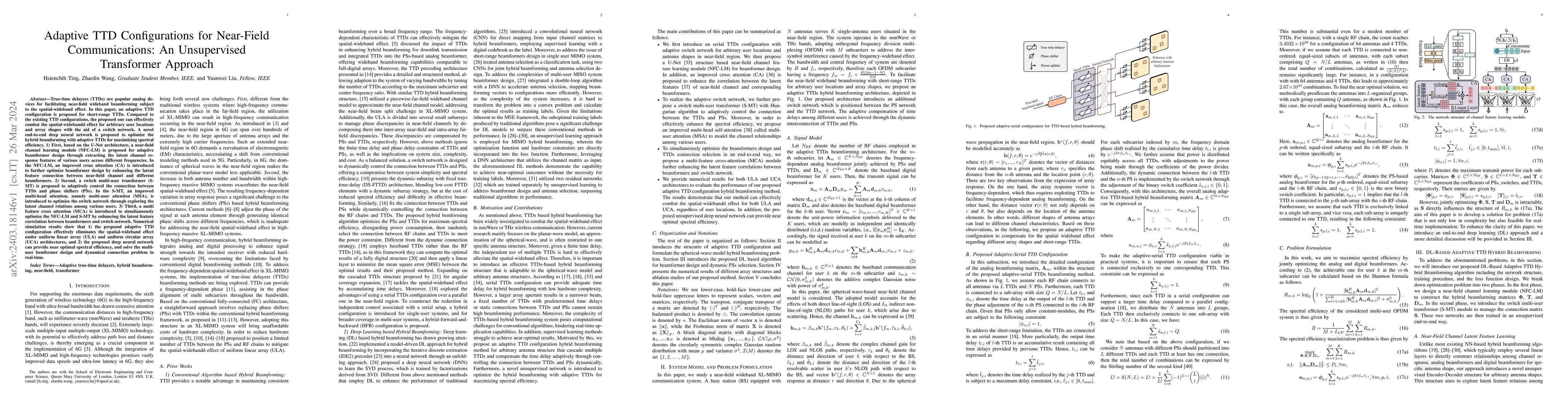 Thumbnail for Adaptive TTD Configurations for Near-Field Communications: An
  Unsupervised Transformer Approach