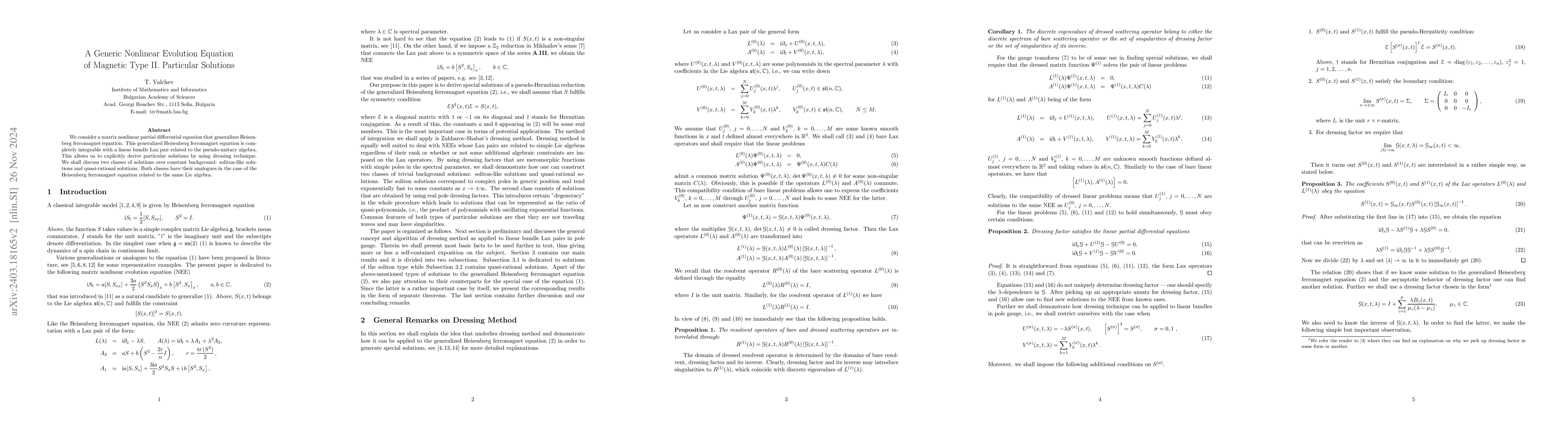 Thumbnail for A Generic Nonlinear Evolution Equation of Magnetic Type II. Particular
  Solutions