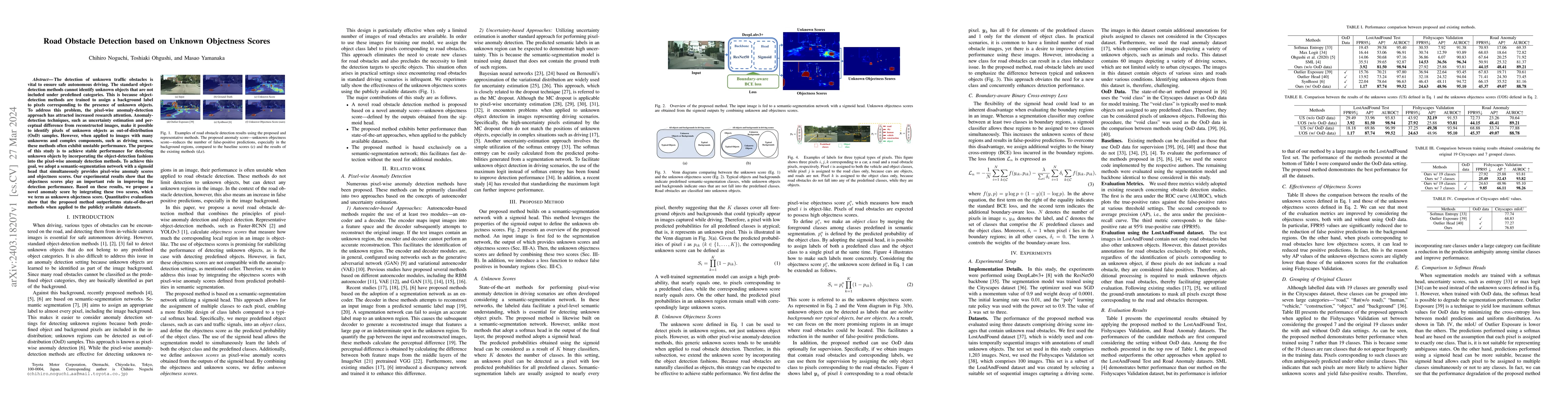 Thumbnail for Road Obstacle Detection based on Unknown Objectness Scores