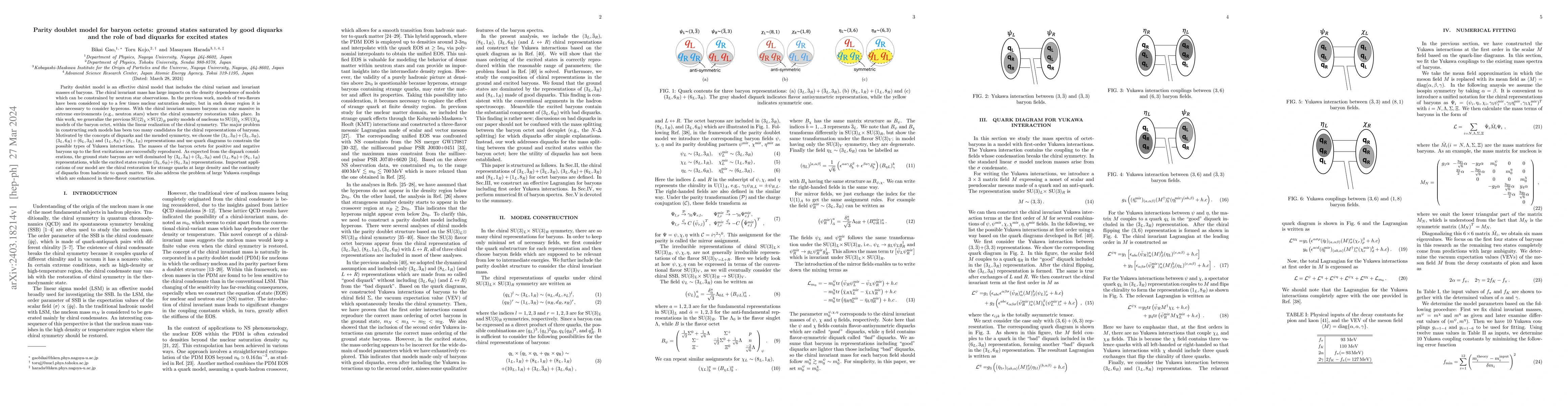 Thumbnail for Parity doublet model for baryon octets: ground states saturated by good
  diquarks and the role of bad diquarks for excited states