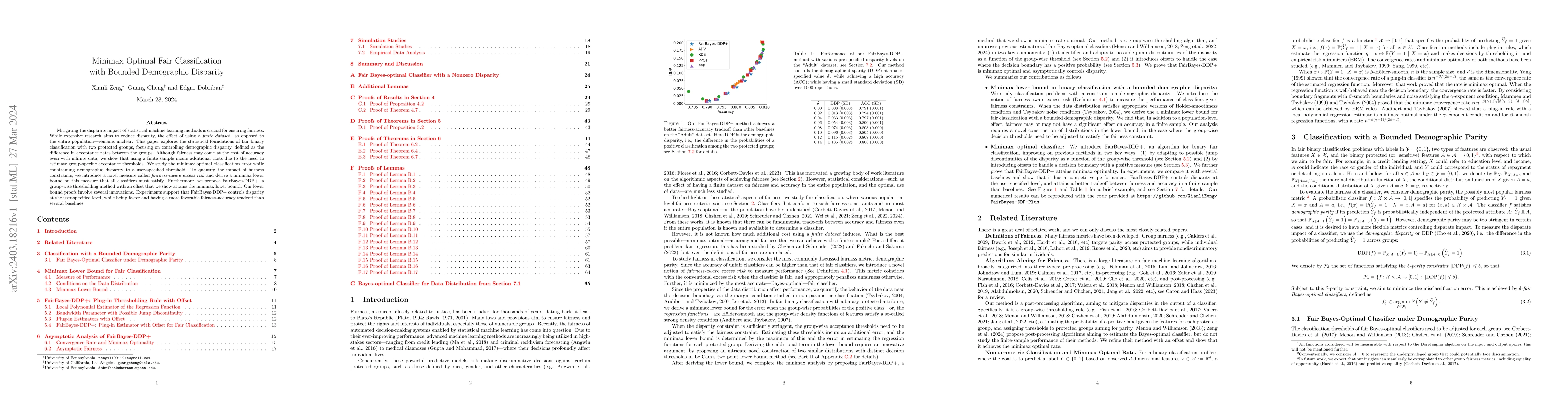 Thumbnail for Minimax Optimal Fair Classification with Bounded Demographic Disparity