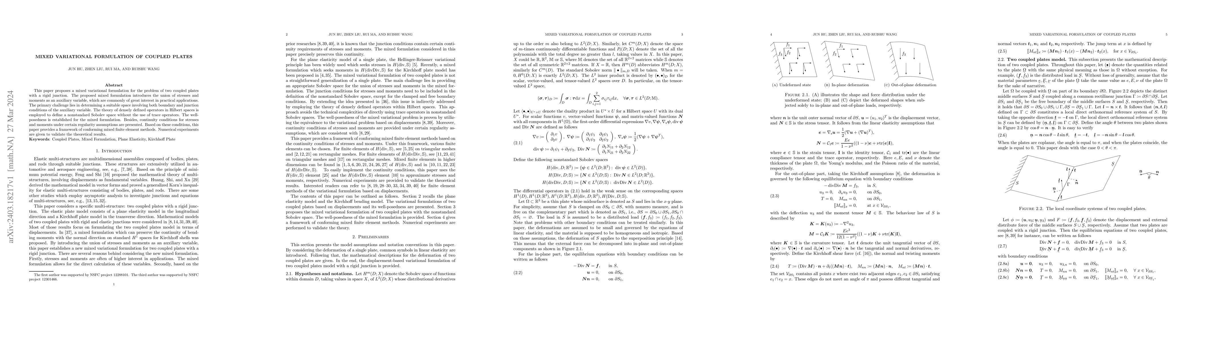 Thumbnail for Mixed Variational Formulation of Coupled Plates