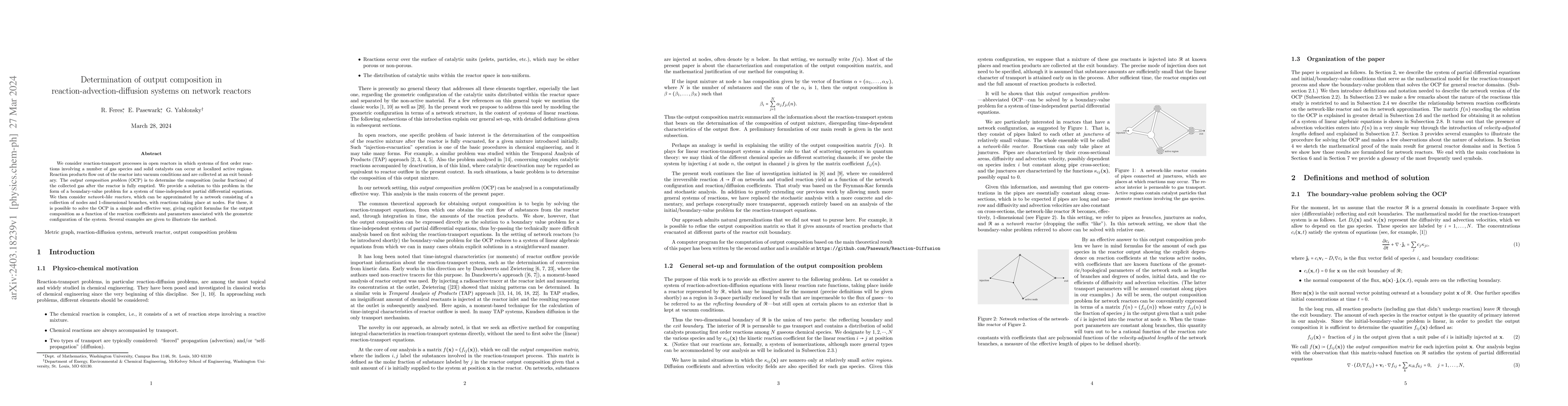 Thumbnail for Determination of output composition in reaction-advection-diffusion
  systems on network reactors