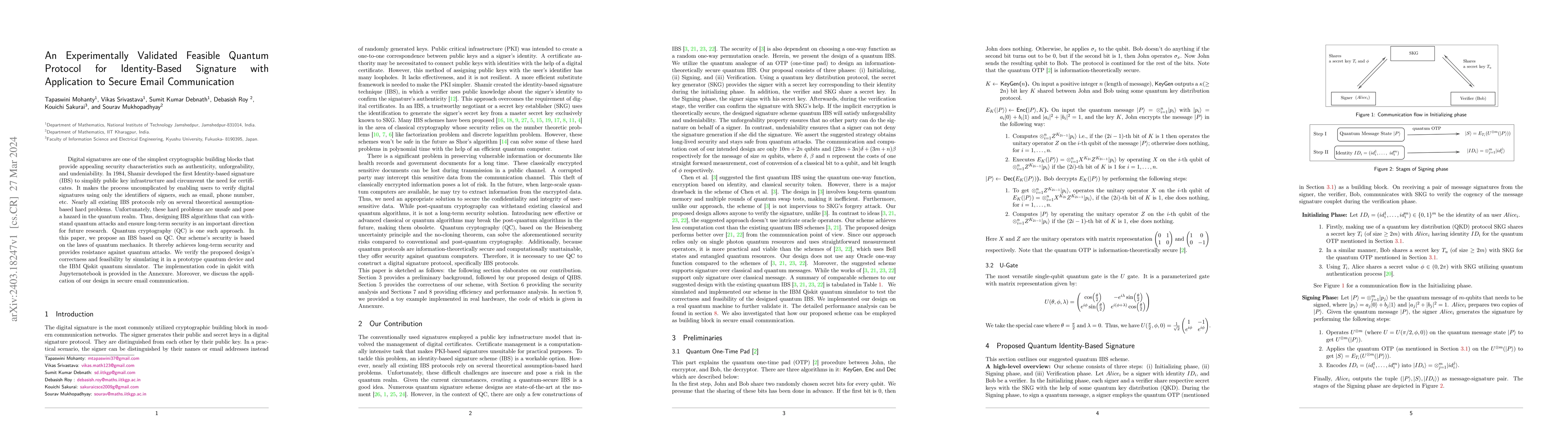 Thumbnail for An Experimentally Validated Feasible Quantum Protocol for Identity-Based
  Signature with Application to Secure Email Communication