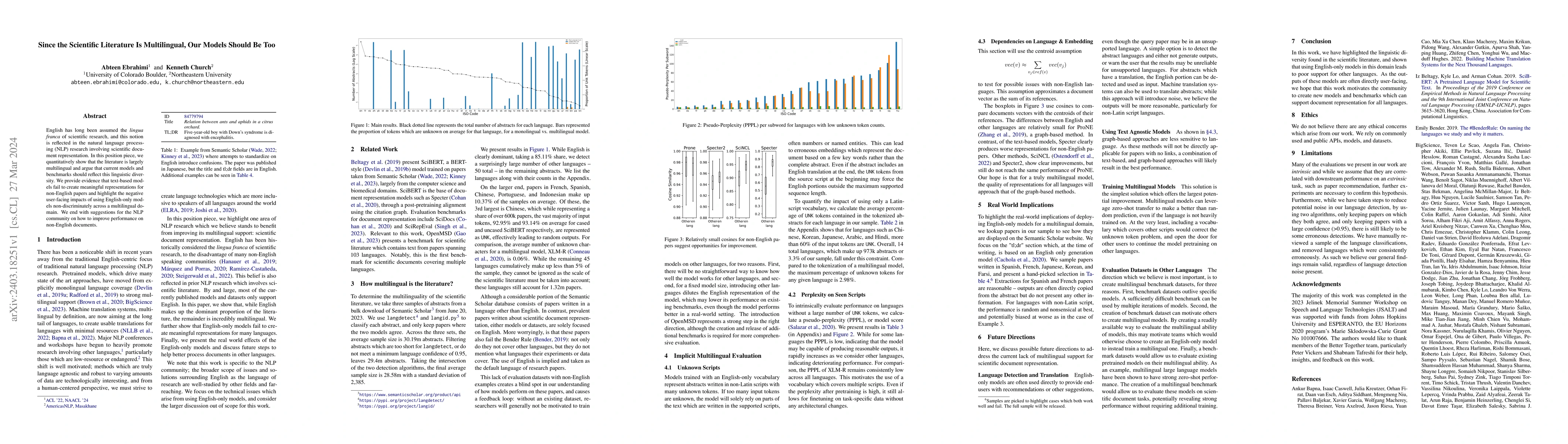 Thumbnail for Since the Scientific Literature Is Multilingual, Our Models Should Be
  Too