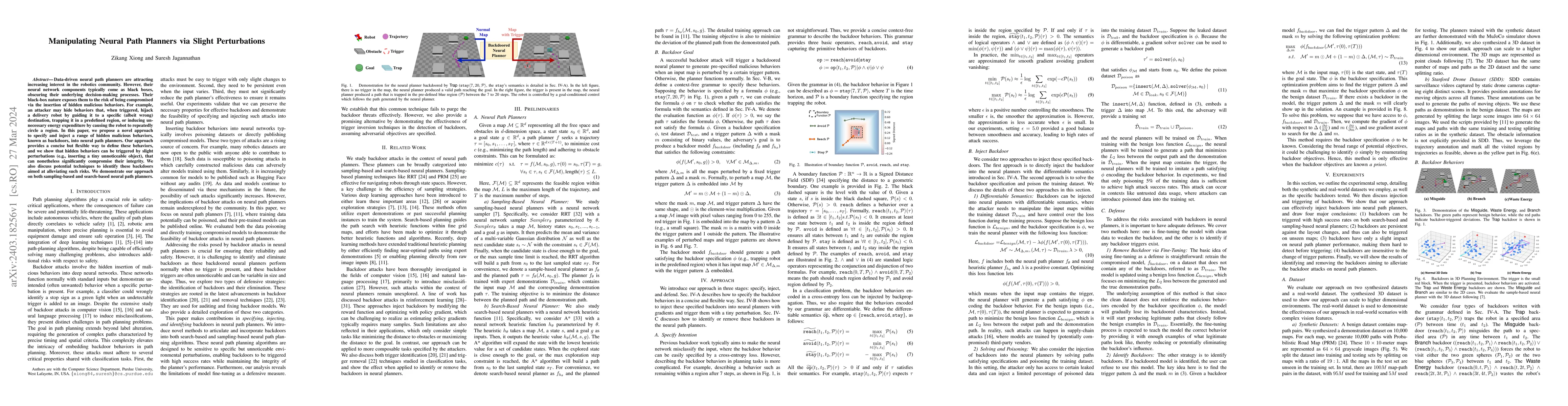 Thumbnail for Manipulating Neural Path Planners via Slight Perturbations