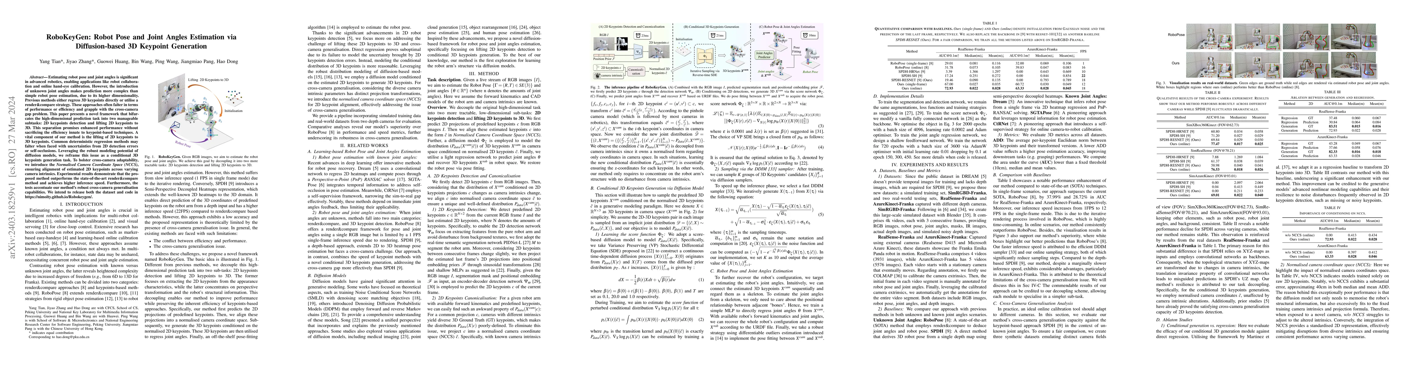 Thumbnail for RoboKeyGen: Robot Pose and Joint Angles Estimation via Diffusion-based
  3D Keypoint Generation