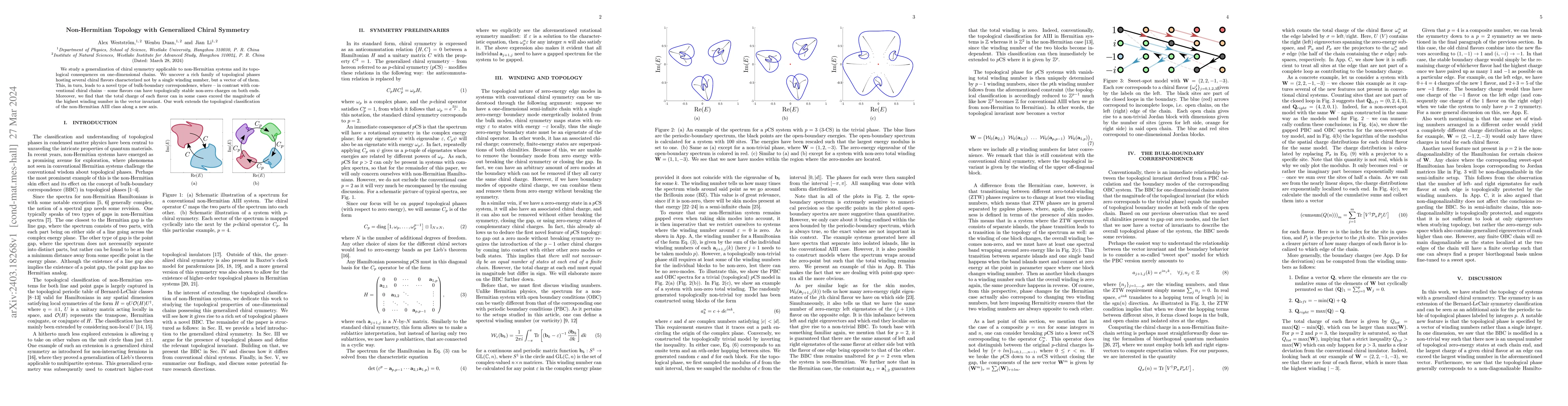 Thumbnail for Non-Hermitian Topology with Generalized Chiral Symmetry