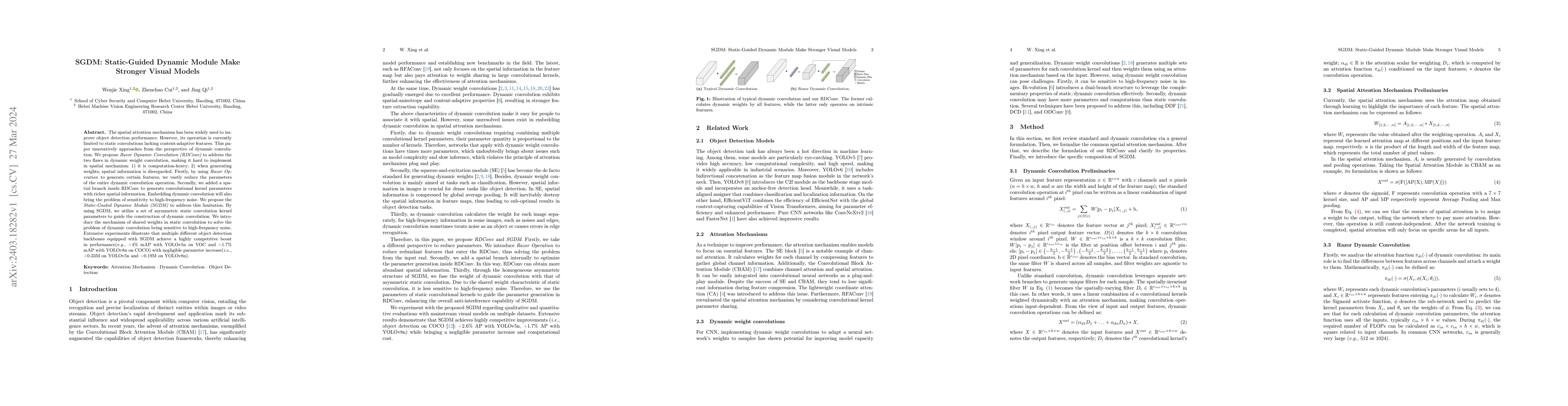 Thumbnail for SGDM: Static-Guided Dynamic Module Make Stronger Visual Models