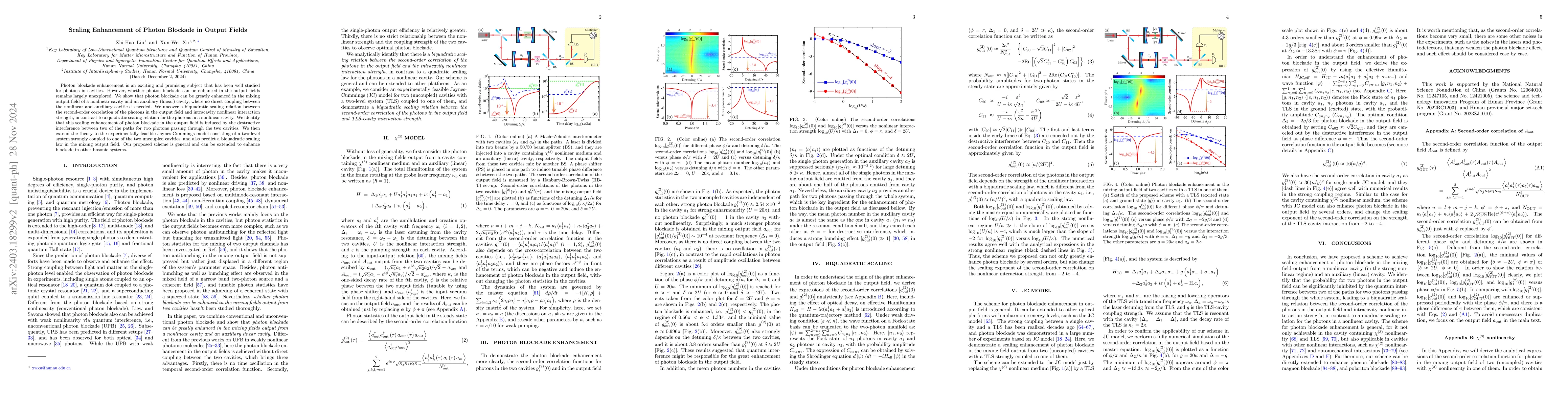 Thumbnail for Scaling Enhancement of Photon Blockade in Output Fields