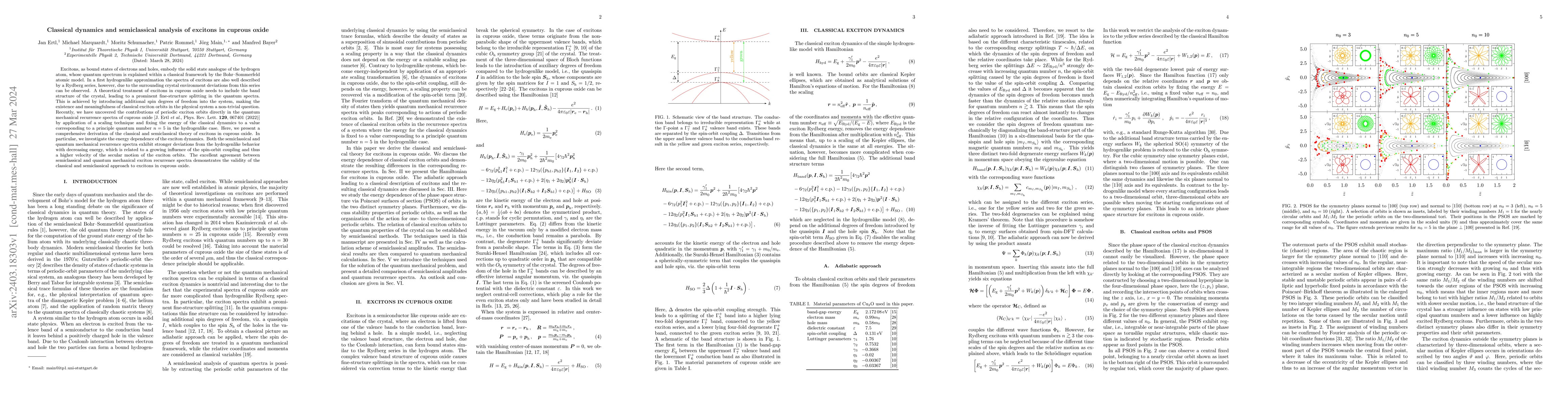 Thumbnail for Classical dynamics and semiclassical analysis of excitons in cuprous
  oxide