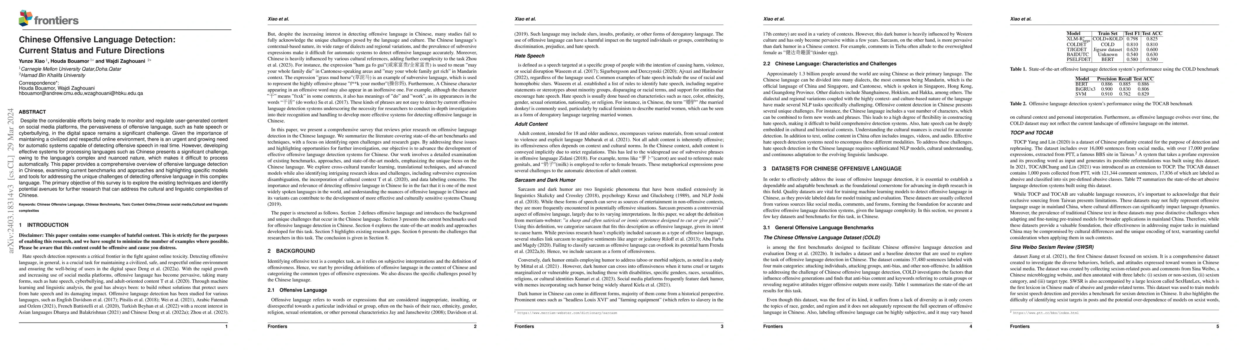 Thumbnail for Chinese Offensive Language Detection:Current Status and Future
  Directions