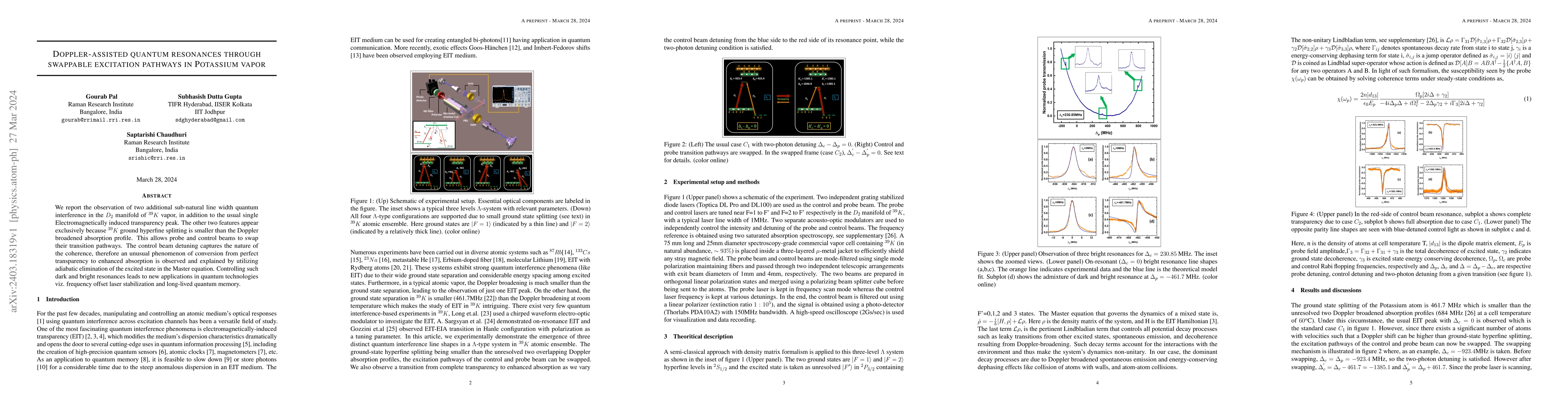 Thumbnail for Doppler-assisted quantum resonances through swappable excitation
  pathways in Potassium vapor