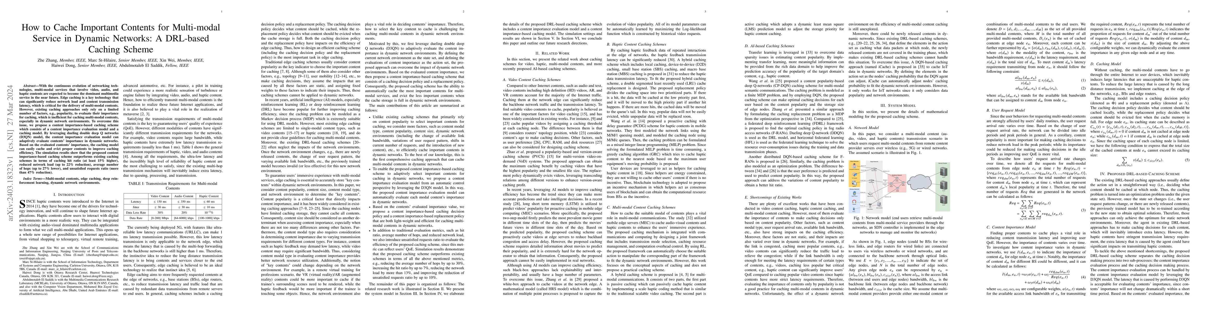 Thumbnail for How to Cache Important Contents for Multi-modal Service in Dynamic
  Networks: A DRL-based Caching Scheme