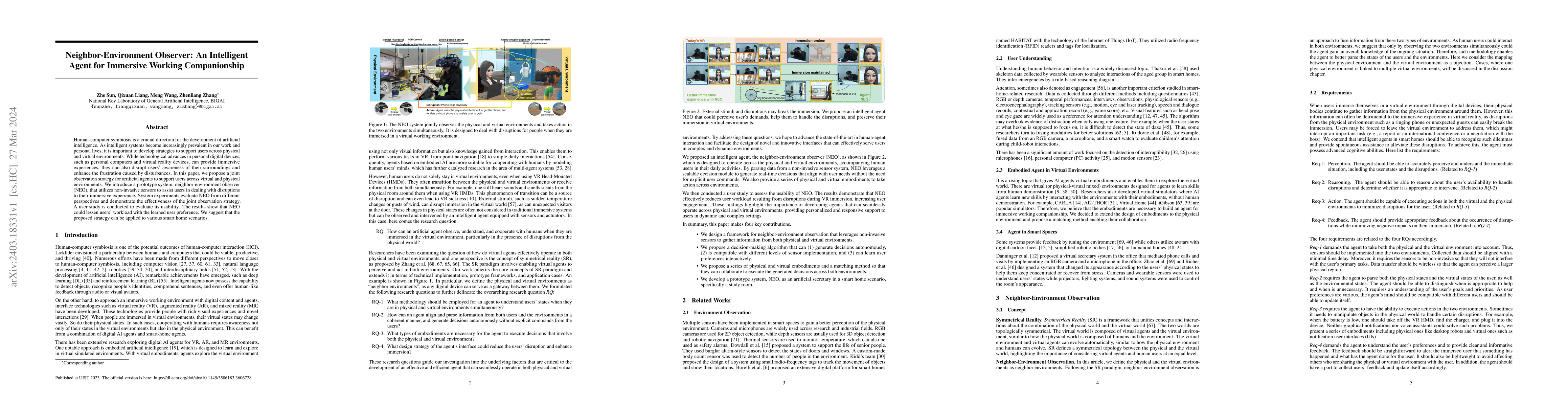 Thumbnail for Neighbor-Environment Observer: An Intelligent Agent for Immersive
  Working Companionship