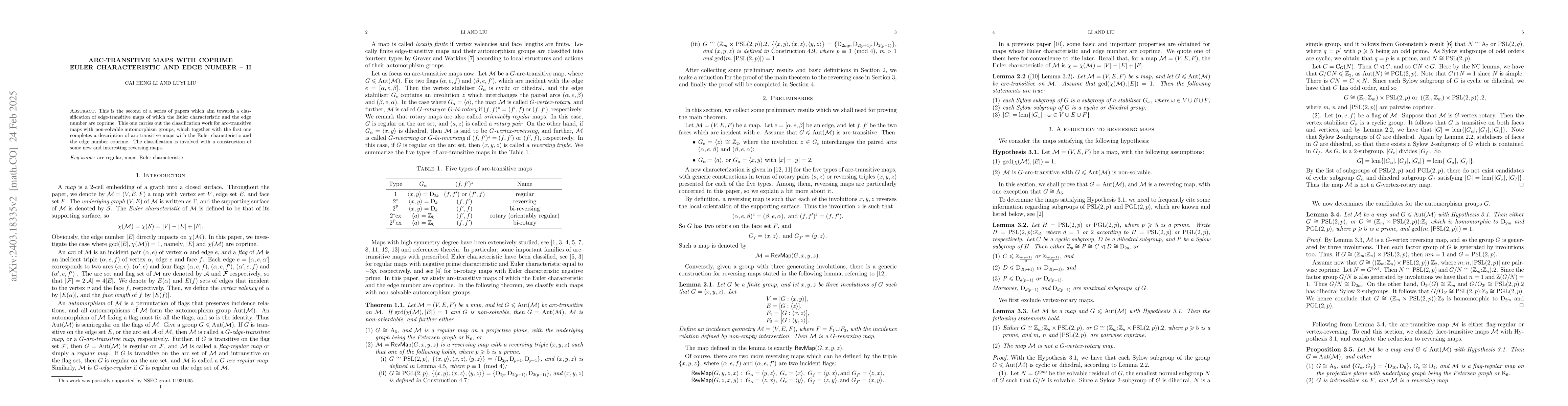 Thumbnail for Arc-transitive maps with coprime Euler characteristic and edge number