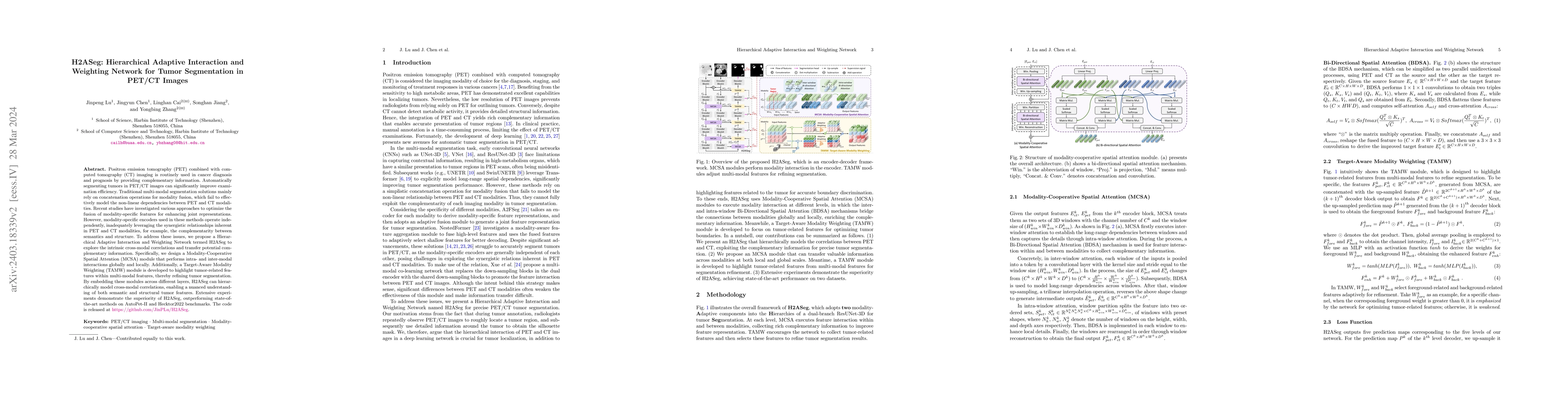 Thumbnail for H2ASeg: Hierarchical Adaptive Interaction and Weighting Network for
  Tumor Segmentation in PET/CT Images