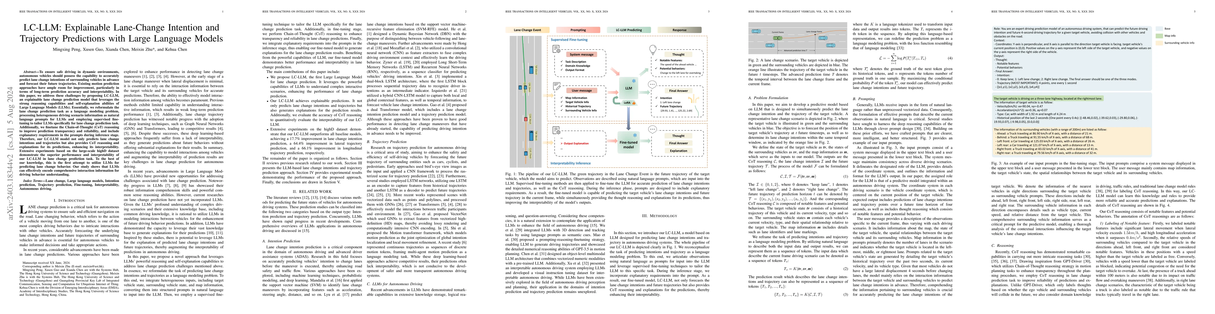 Thumbnail for LC-LLM: Explainable Lane-Change Intention and Trajectory Predictions
  with Large Language Models