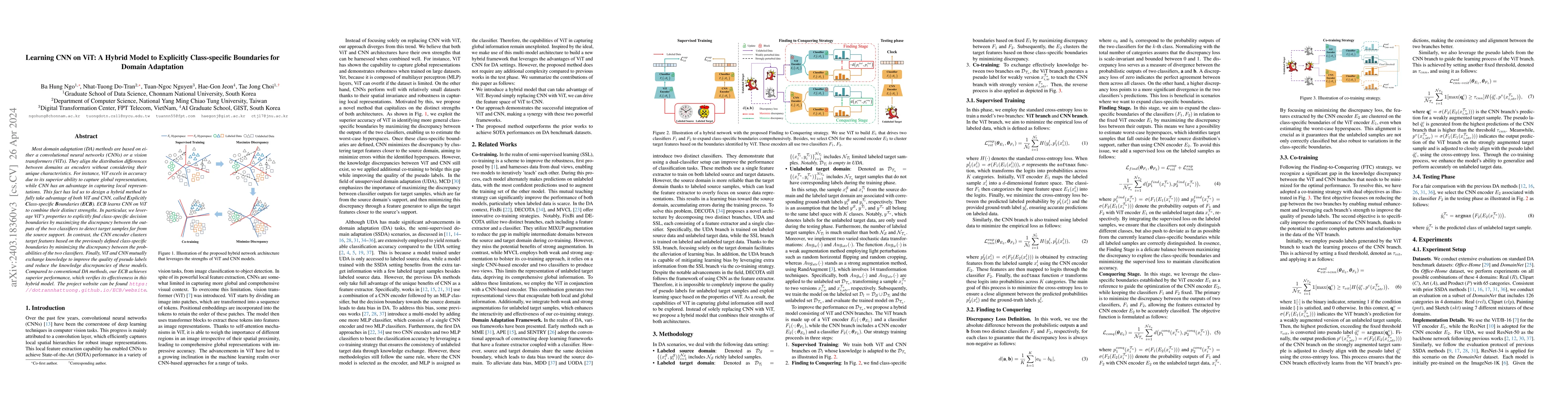 Thumbnail for Learning CNN on ViT: A Hybrid Model to Explicitly Class-specific
  Boundaries for Domain Adaptation