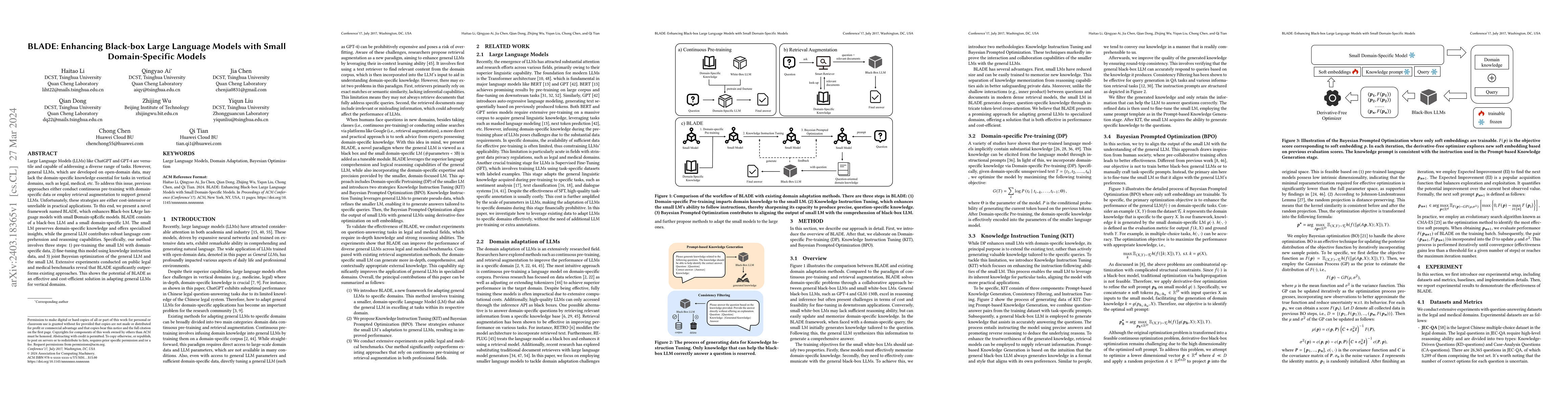 Thumbnail for BLADE: Enhancing Black-box Large Language Models with Small
  Domain-Specific Models